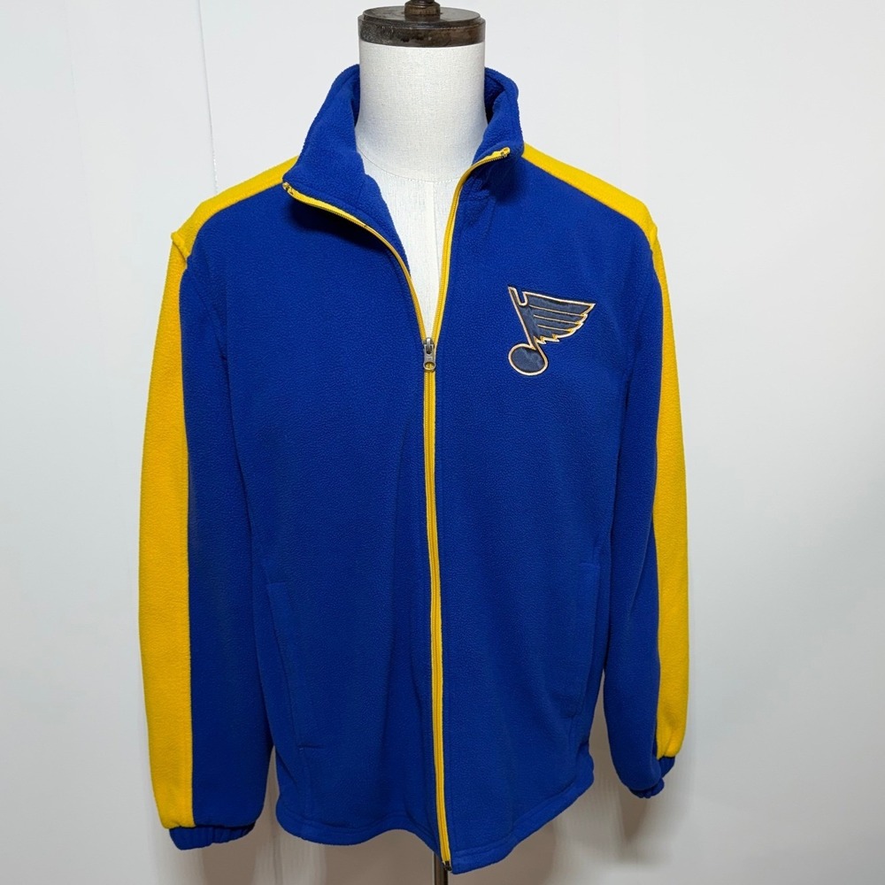 St Louis Blues Jacket Mens Medium Blue Yellow G-III Sports NHL Fleece Full Zip